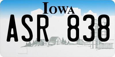 IA license plate ASR838