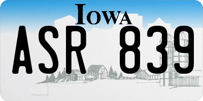 IA license plate ASR839