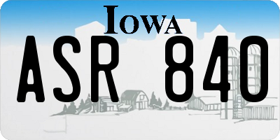 IA license plate ASR840