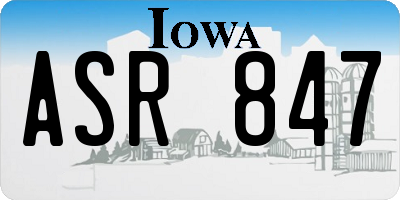 IA license plate ASR847