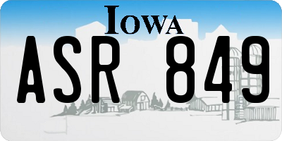 IA license plate ASR849
