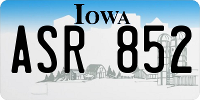 IA license plate ASR852