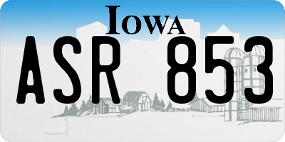 IA license plate ASR853