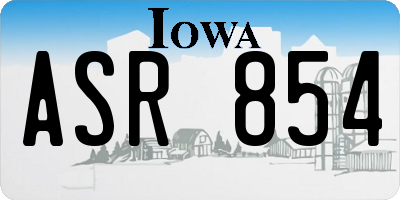 IA license plate ASR854