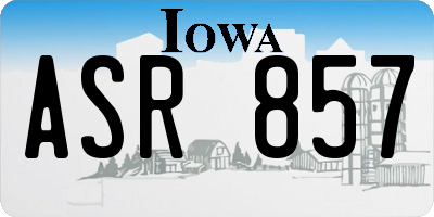 IA license plate ASR857