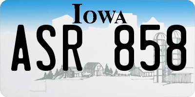 IA license plate ASR858