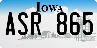 IA license plate ASR865