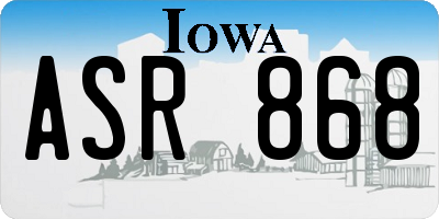 IA license plate ASR868