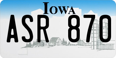 IA license plate ASR870