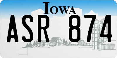 IA license plate ASR874