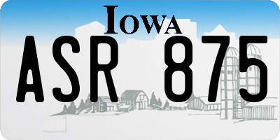 IA license plate ASR875