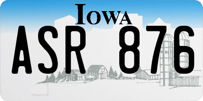IA license plate ASR876