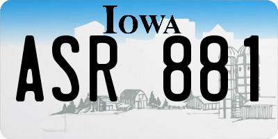 IA license plate ASR881