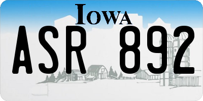 IA license plate ASR892