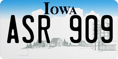 IA license plate ASR909