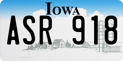 IA license plate ASR918