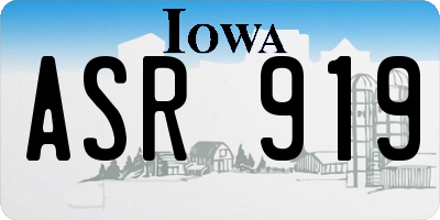 IA license plate ASR919