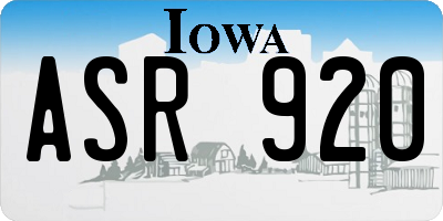 IA license plate ASR920