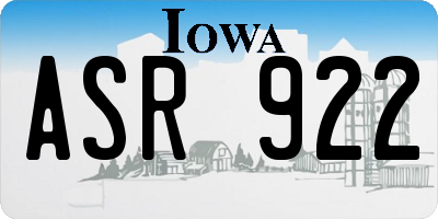 IA license plate ASR922
