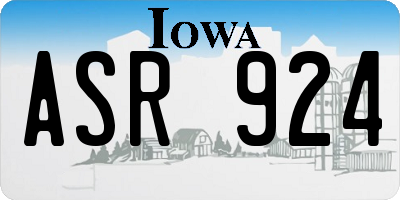 IA license plate ASR924