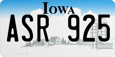 IA license plate ASR925