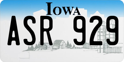 IA license plate ASR929