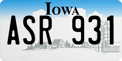 IA license plate ASR931