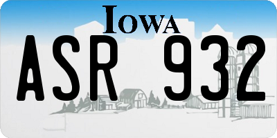 IA license plate ASR932