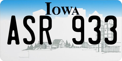 IA license plate ASR933