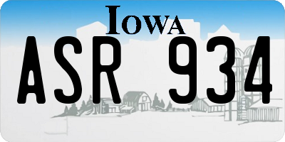 IA license plate ASR934