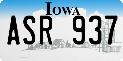 IA license plate ASR937