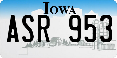 IA license plate ASR953