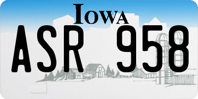 IA license plate ASR958