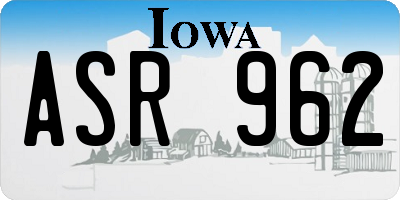 IA license plate ASR962