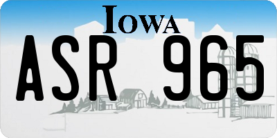 IA license plate ASR965