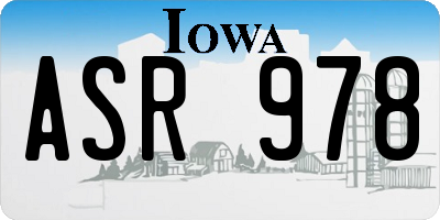 IA license plate ASR978