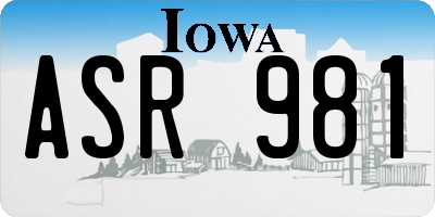 IA license plate ASR981
