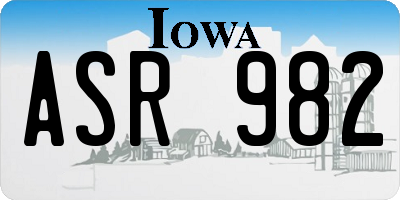 IA license plate ASR982