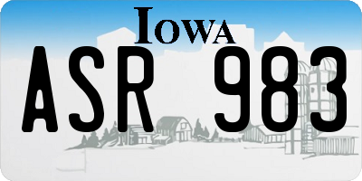 IA license plate ASR983