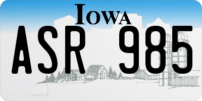 IA license plate ASR985