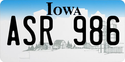 IA license plate ASR986