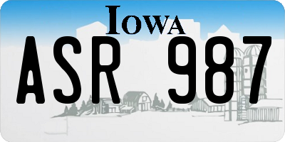 IA license plate ASR987