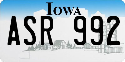 IA license plate ASR992