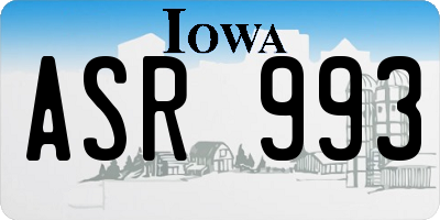 IA license plate ASR993