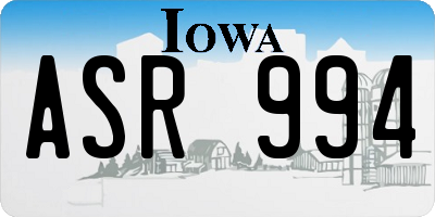 IA license plate ASR994