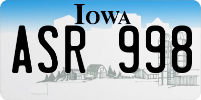 IA license plate ASR998