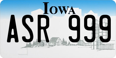 IA license plate ASR999