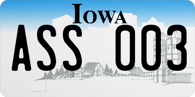 IA license plate ASS003