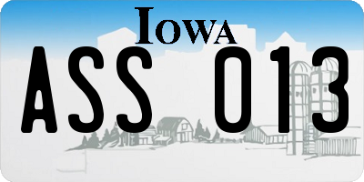 IA license plate ASS013