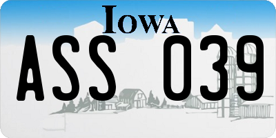 IA license plate ASS039